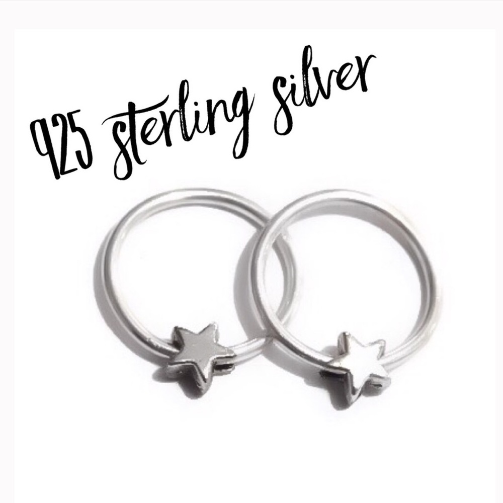 3 x 2PC set star sleeper hoops 925 sterling silver